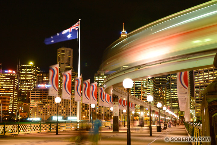 Darling Harbour la nuit à Sydney