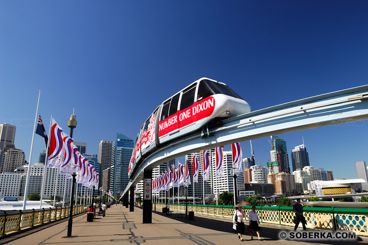 Monorail au quartier de Darling Harbour  à Sydney